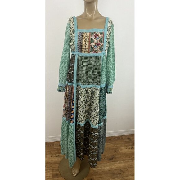 Glen of Michigan Polished Cotton Patchwork Print Dress Boho Hippie - Picture 13 of 14